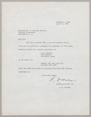 [Letter from Ray I. Mehan to Commissioner of Internal Revenue, August 1, 1951]