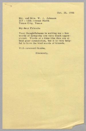 [Letter from R. Lee Kempner to Mr. and Mrs. W. A. Johnson, October 26, 1956]