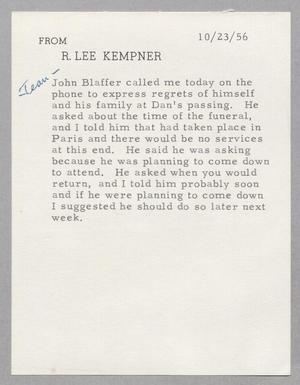 [Letter from R. Lee Kempner to Mary Jean Kempner, October 23, 1956]