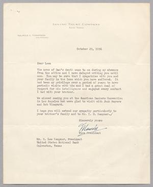 [Letter from Maurice C. Thompson to Robert Lee Kempner, October 29, 1956]