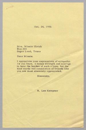 [Letter from Robert Lee Kempner to Minnie Ulrich, October 24, 1956]