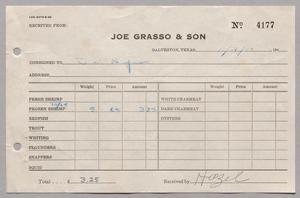 [Invoice for Balance Due to Joe Grasso & Son, Inc., November 1952]