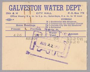 Primary view of object titled 'Galveston Water Works Monthly Statement (2524 O 1/2): August 1952'.