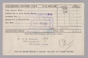 [Monthly Bill for Galveston Country Club: November 1952]
