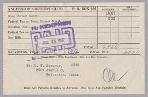[Monthly Bill for Galveston Country Club: July 1952]