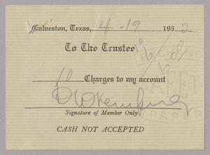 [Authorization for Club Charges, April 19, 1952]