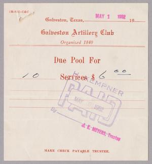 [Bill for Club Services, May 1, 1952]