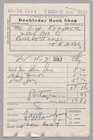 [Invoice for Three Novels, November 7, 1952]