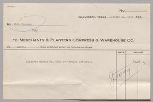 [Merchants & Planters Compress & Warehouse Co. Debit Statement, October 31, 1951]