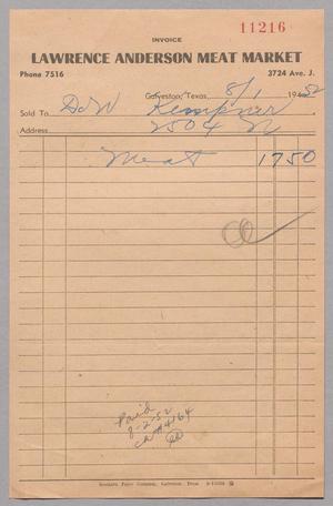 [Invoice for Meat, August 1952]
