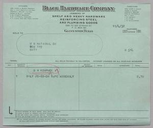 [Invoice for Tape Assembly, November 1952]
