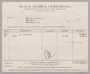 [Invoice for Balance Due to Black, Starr & Gorham, Inc., December 1952]