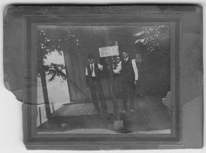 Eliot Millican and unidentified man at early Van Horn depot