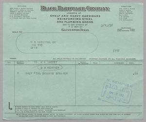 [Invoice for Dobbins Sprayer, March 1952]