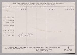 [Invoice for Balance Due to Brentano's, February 1952]