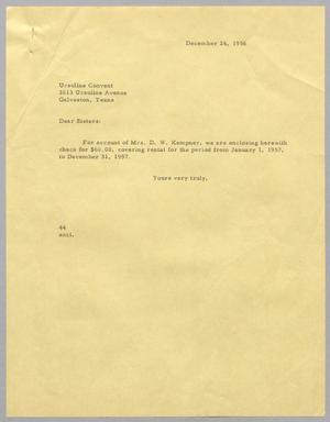 [Letter from A. H. Blackshear, Jr. to Ursuline Convent, December 24, 1956]
