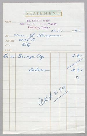 [Invoice for Statement of Balance, December 1957]