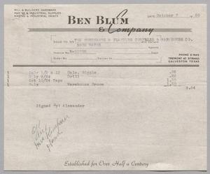 [Invoice for Items Sold to the Merchants & Planters Compress & Warehouse Co.]