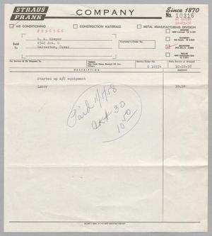 [Invoice for Services by Straus Frank Company, October 1958]