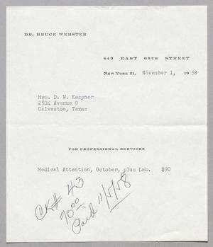 [Letter from Dr. Bruce Webster to Mrs. D. W. Kempner, November 1, 1958]