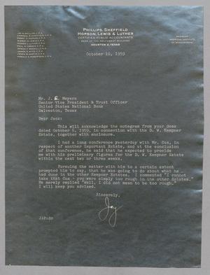 [Letter from Jay A. Phillips to J. E. Meyers, October 10, 1959]