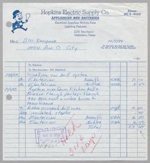[Invoice for Services for Mrs. D. W. Kempner, October 1959]
