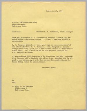 [Letter from Arthur M. Alpert to Galveston Star Dairy, September 29, 1959]