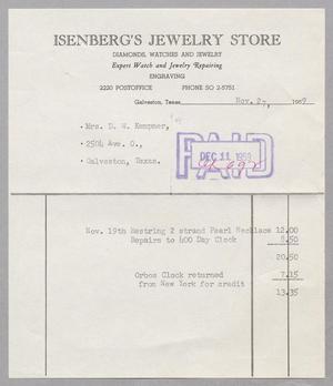 [Invoice for Services for Mrs. D. W. Kempner, November 1959]