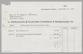 Primary view of [Invoice for Debit by Merchants & Planters Compress & Warehouse Co., September 1959]