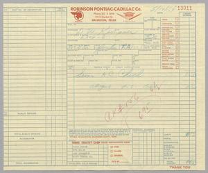 [Invoice for Car Repair Order for D. W. Kempner, May 1959]
