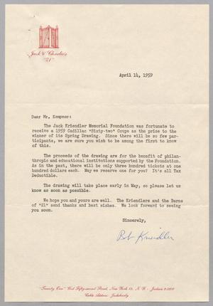 [Letter from B. L. Kriendler to H. Kempner, April 14, 1959]