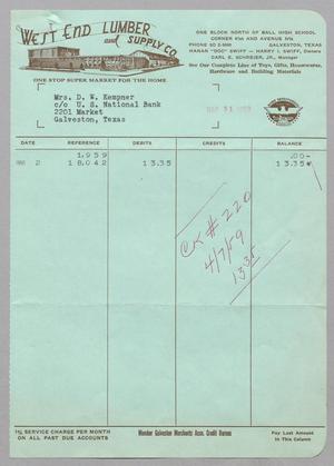 [Invoice for Balance Due to West End Lumber and Supply Co., March 1959]