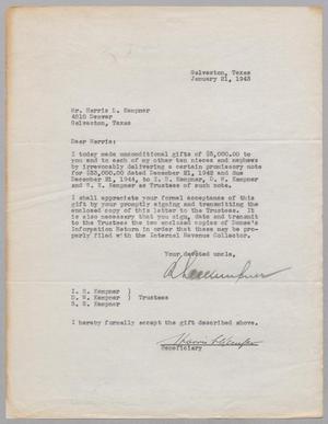 [Letter from R. Lee Kempner to Harris Leon Kempner, January 21, 1943]
