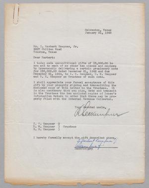 [Letter from R. Lee Kempner to I. Herbert Kempner, Jr., January 21, 1943]