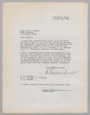 [Letter from R. Lee Kempner to Cecile Kempner, January 21, 1943]