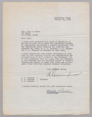 [Letter to Lyda K. Quinn, January 21, 1943]