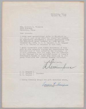 [Letter from R. Lee Kempner to Mrs. Leonora K. Thompson, January 21, 1943]