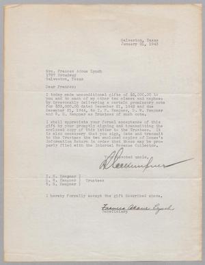 [Letter from R. Lee Kempner to Mrs. Frances Adoue Lynch, January 21, 1943]