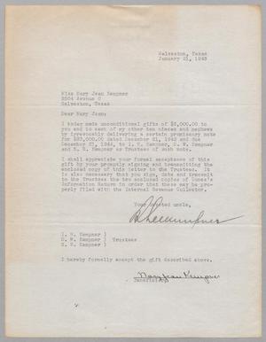 [Letter from R. Lee Kempner to Miss Mary Jean Kempner, January 21, 1943]