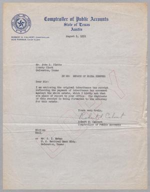 [Letter from Robert S. Calvert to John R. Platte, August 1, 1951]