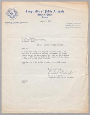 [Letter from R. I. Mehan to , August 1, 1951]