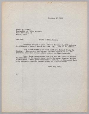 [Letter from Ray I. Mehan to Robert S. Calvert, November 27, 1950]