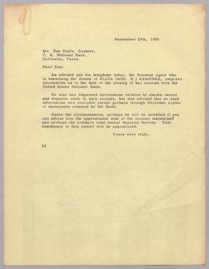 [Letter from Daniel W. Kempner to Dan Doyle, September 29, 1950]