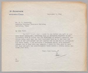 [Letter from Isaac H. Kempner to W. T. Armstrong, September 7, 1948]