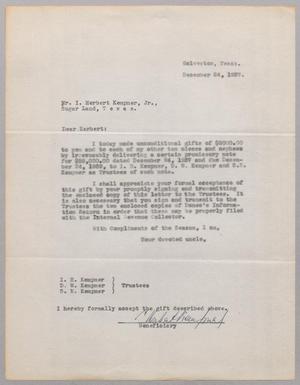 [Letter from R. Lee Kempner to I. Herbert Kempner, December 24, 1937]