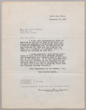 [Letter from R. Lee Kempner to Mary Jean Kempner, December 24, 1937]