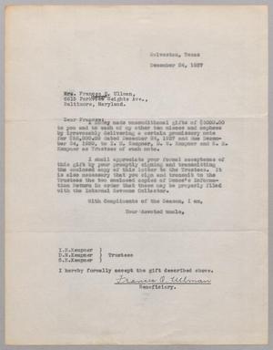 [Letter from R. Lee Kempner to Frances O. Ullman, December 24, 1937]