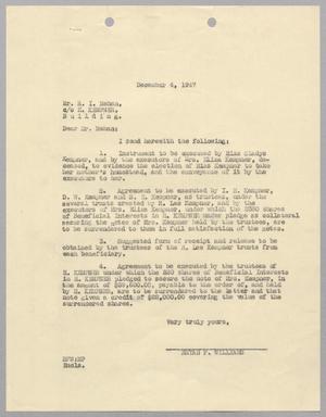 [Letter from Bryan F. Williams to Ray I. Mehan, December 4, 1947]