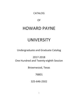 Catalog of Howard Payne University, 2017-2018