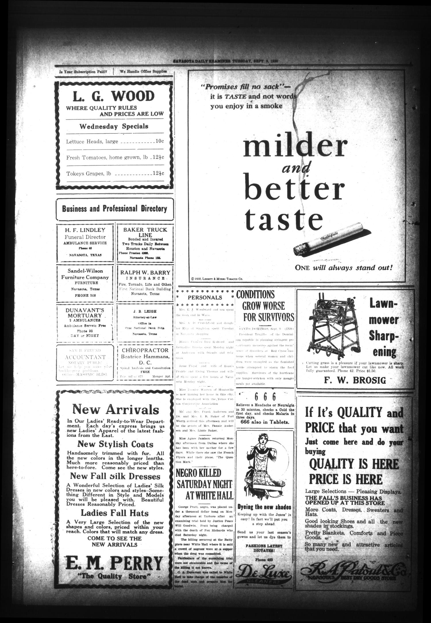 Navasota Daily Examiner (Navasota, Tex.), Vol. 33, No. 177, Ed. 1 Tuesday, September 9, 1930
                                                
                                                    [Sequence #]: 4 of 4
                                                